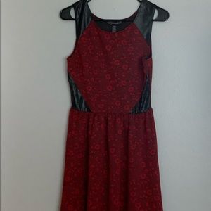 Maroon dress with faux leather